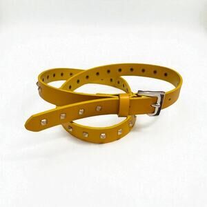 NWT Martina Mori Saffron Leather Studded Belt Made in Italy OS 0.75" Wide